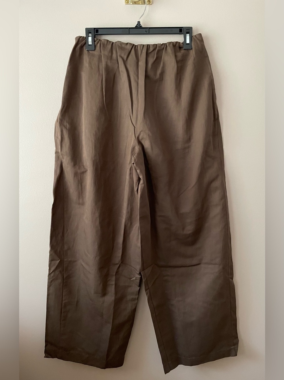 Anthropologie Maeve Pleated Trousers Wide Barrel Leg Cotton Linen Blend BROWN - Picture 8 of 8